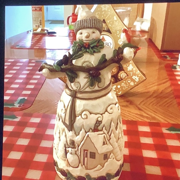 Jim Shore White Woodland Snowman w/ Cardinal...